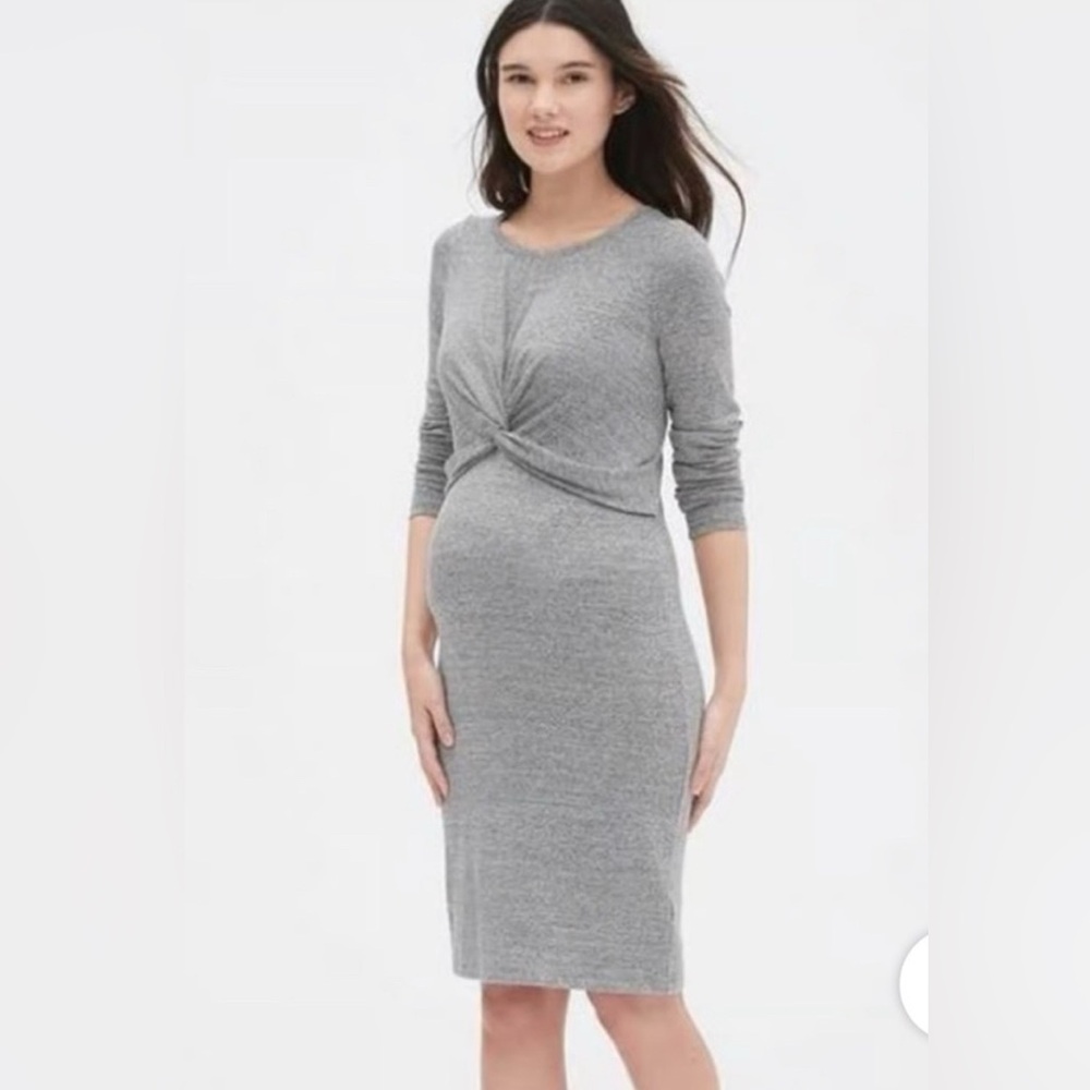 Gap Maternity Gray Long Sleeve Knotted Dress